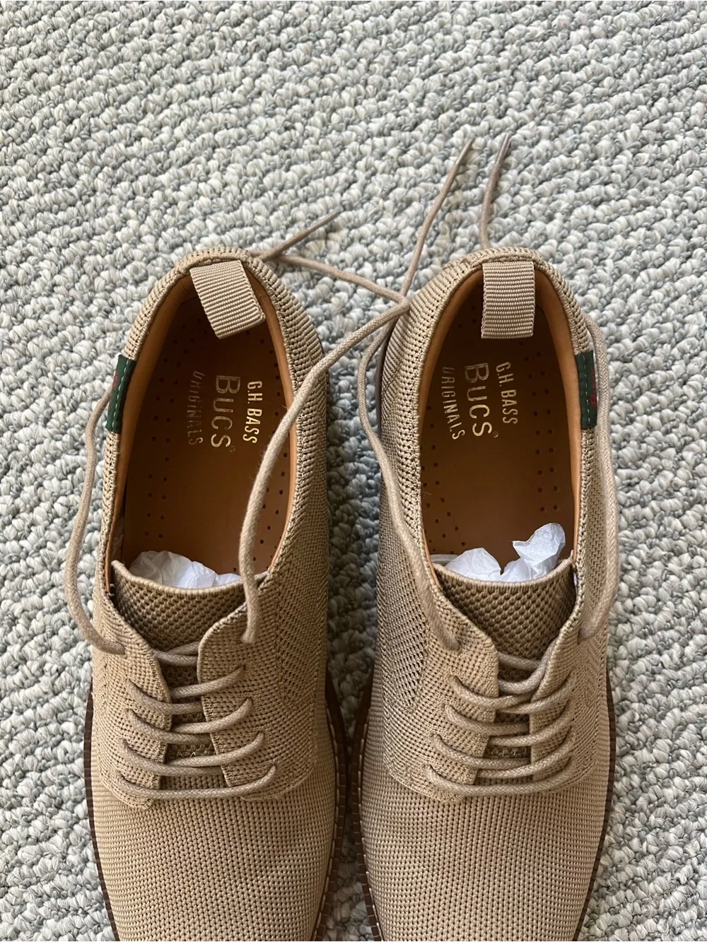 LIKE NEW GH Bass Women’s 10 Denise Knit Derby Oxford Flat Tan Beige - Picture 6 of 6